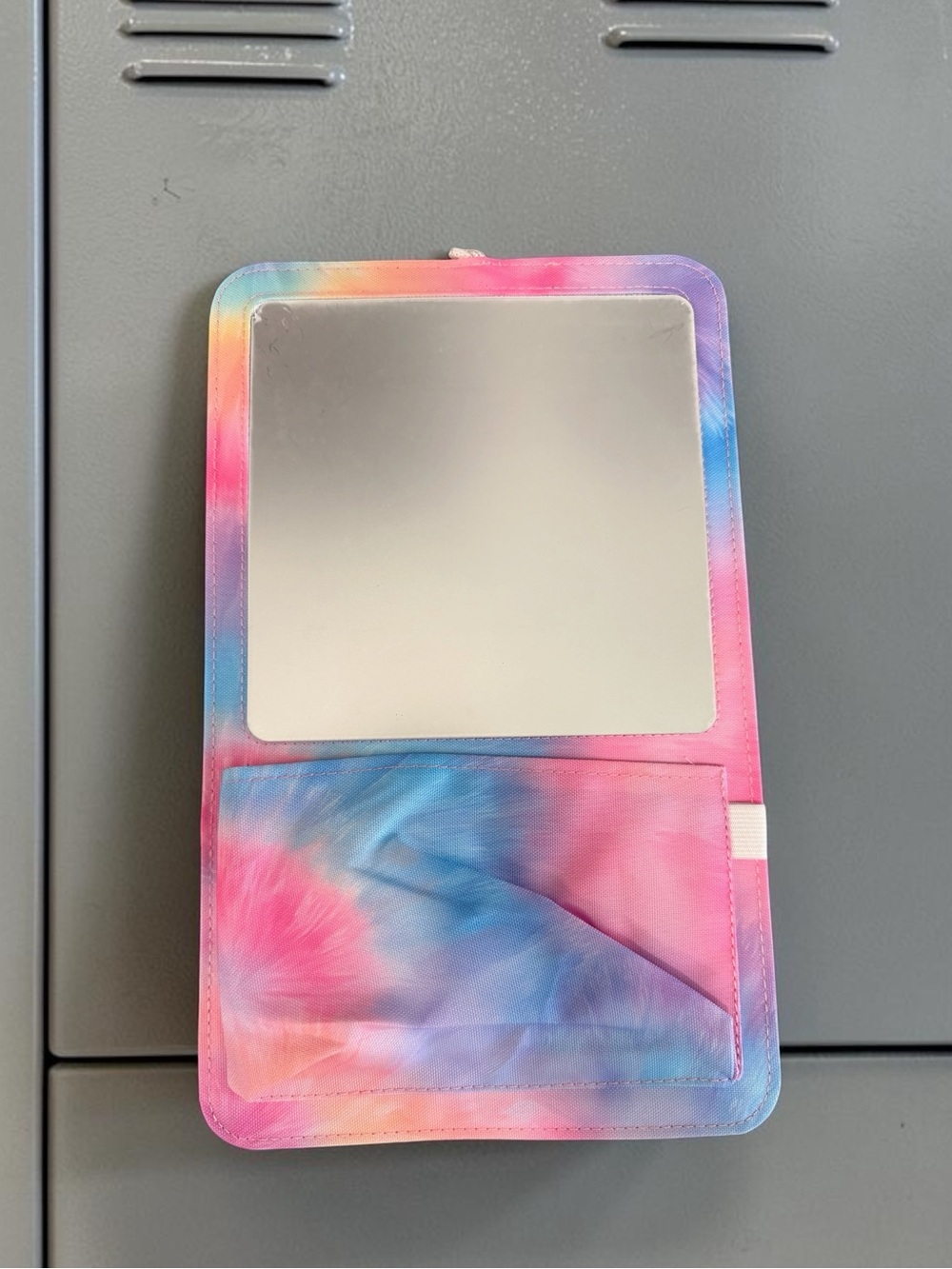Mirror with magnetic backing and Built-In Stand Pocket
